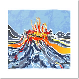 Iceland Volcanic Eruption Batik Style Design Posters and Art